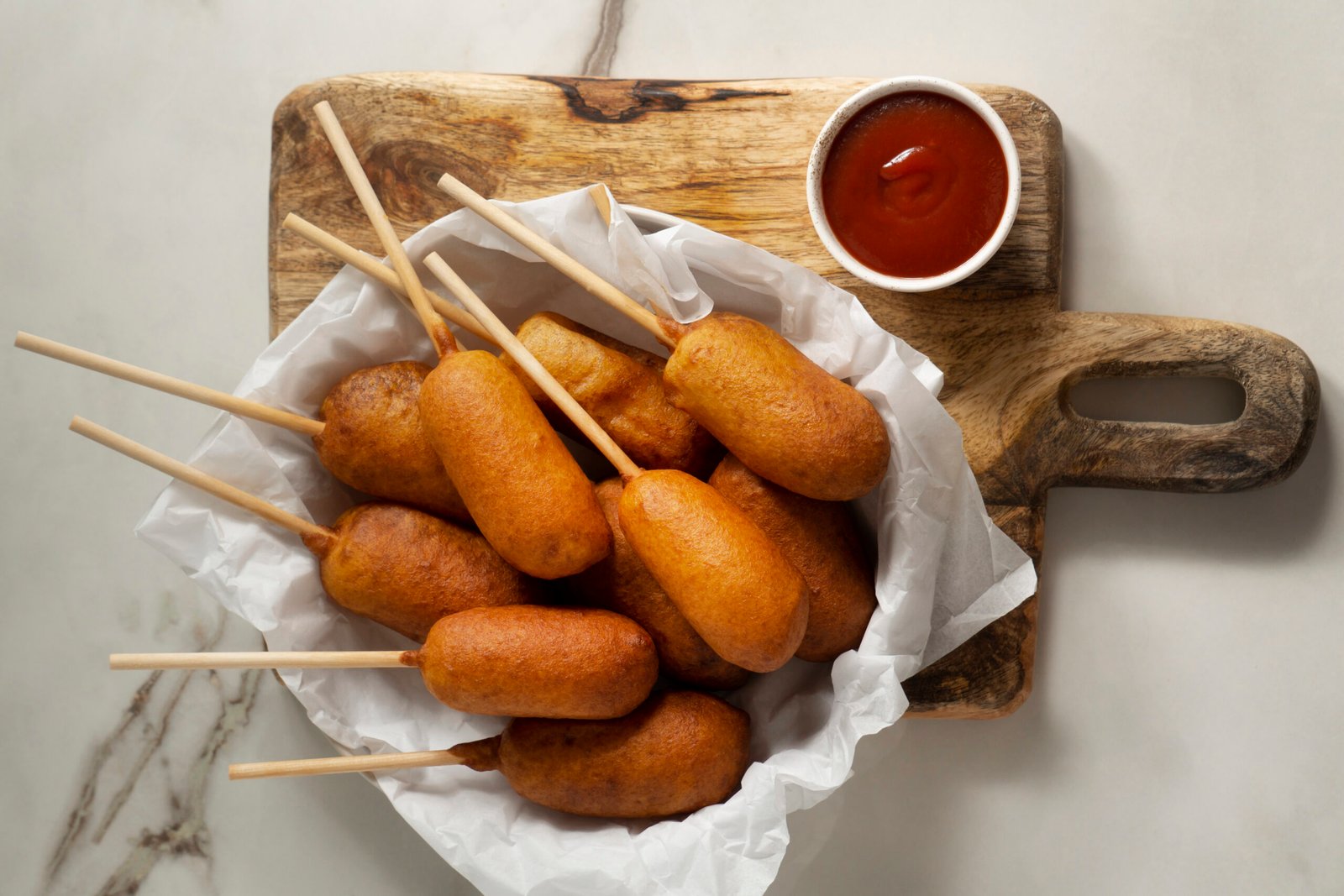 FAVOURITE FOODS IMG 57 IOWA Corn Dogs top-view-delicious-corn-dog