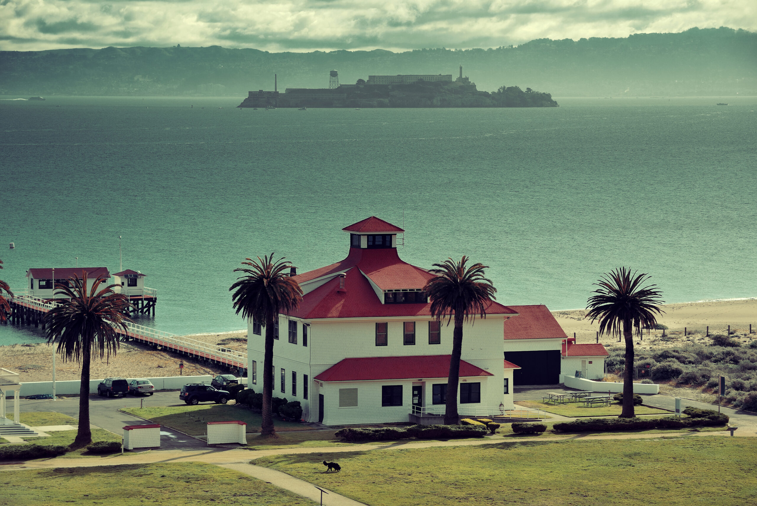 Alcatraz Island in San Francisco over Pacific Ocean